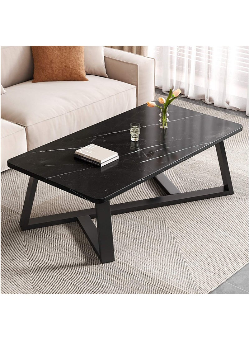 VUCATIN 120x60x45cm Modern Luxury Wooden Living Room Coffee Table - Minimalist Small Space Sofa Center Table, Rectangular End Table for Home Office (Black) - Image 1